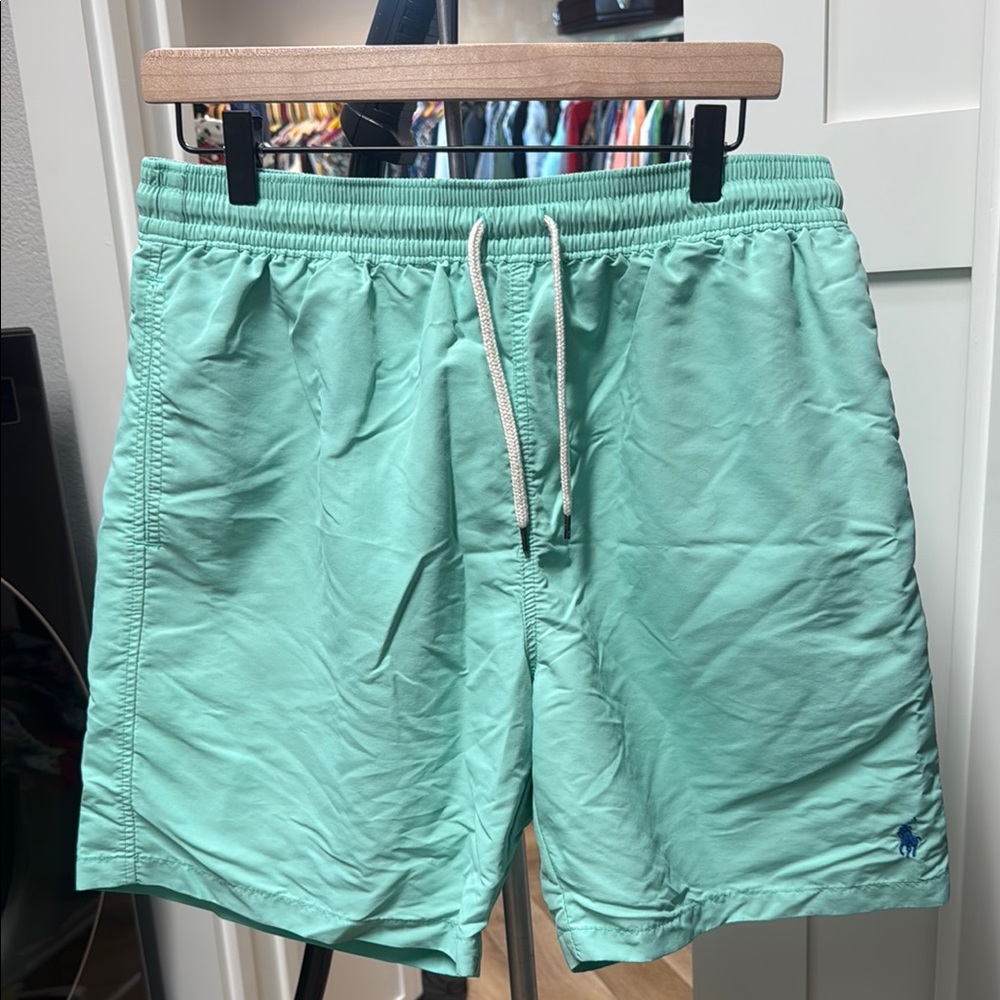 Ralph Lauren Blue Swim Trunks Quick-Drying Mid-Thigh